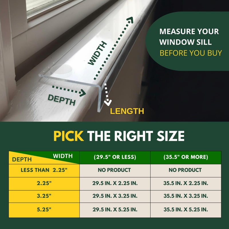 CLAWGUARD Plexiglass Window Sill Protector â€“ Thick Crystal Clear Window Sill Cover & Extender â€“ Window Ledge Protector for Dogs & Cats (35.5in. x 2.25in.) - Image 4